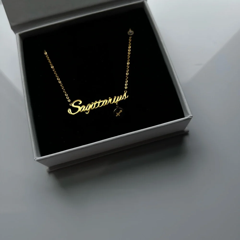 Sagittarius Zodiac Sign Necklace Stainless Steel Horoscope Astrology Birthday